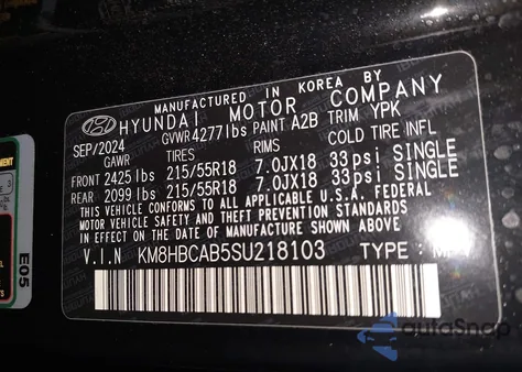 2025 Hyundai Kona Sel из США, поврежденный, VIN KM8HBCAB5SU218103